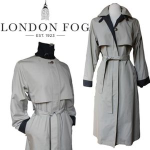 LONDON FOG COLOR BLOCK KHAKI RAINCOAT